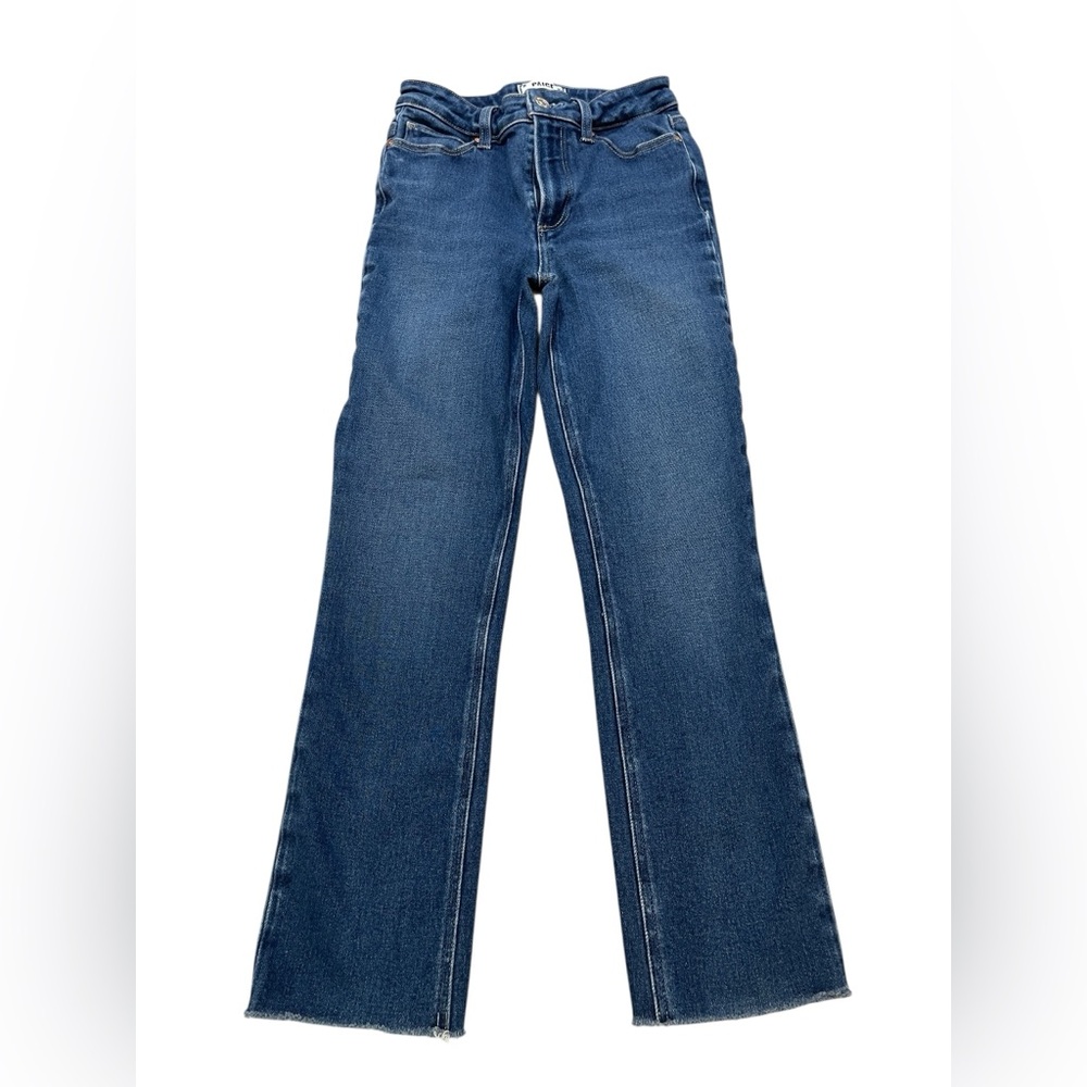 PAIGE Cindy Crop High Rise Raw Hem Straight Blue Denim Jeans Womens size 24